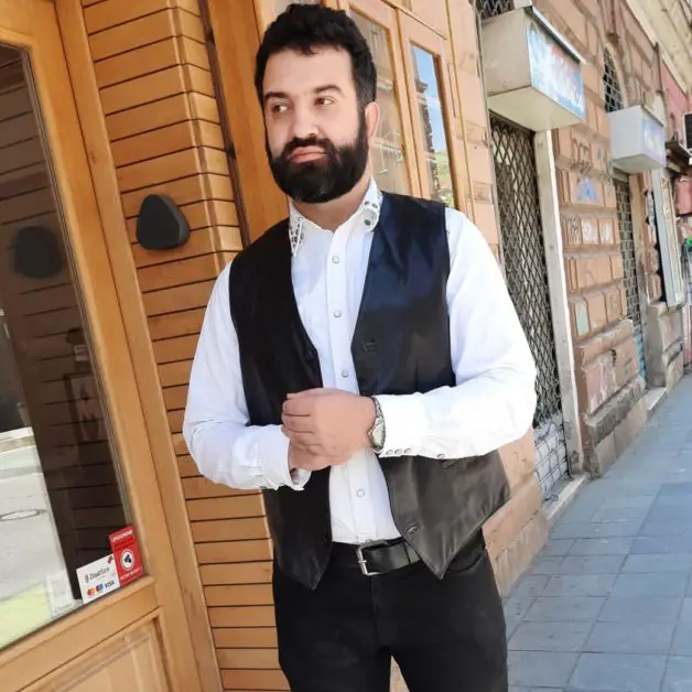 Leon Papo (aka yours truly) wearing a Ralph Lauren Denim and Supply dress shirt with a leather vest.