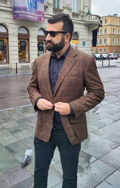 Leon Papo wearing an Ermenegildo Zegna sports coat.