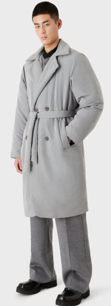 A model with an Emporio Armani coat. 