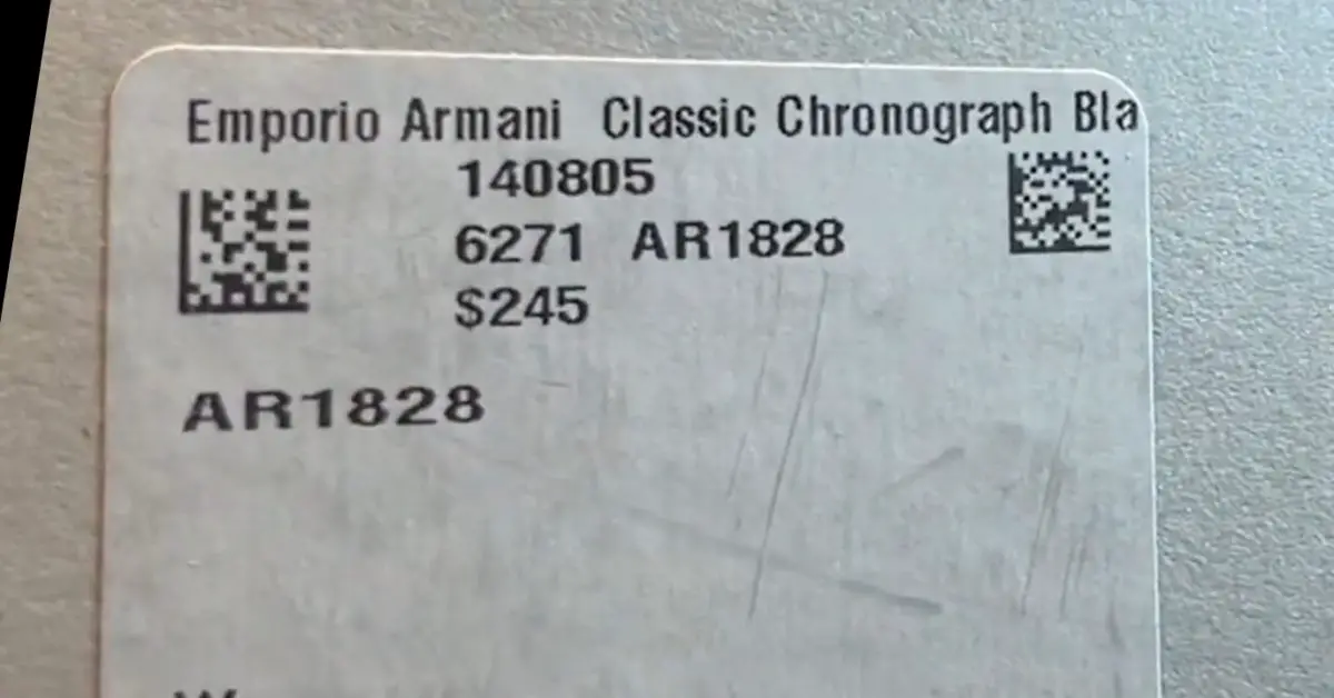 Emporio Armani barcode from a cardboard box