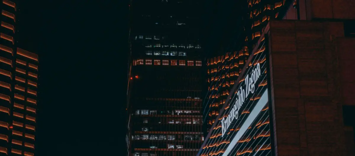 An Ermenegildo Zegna logo on a building. 