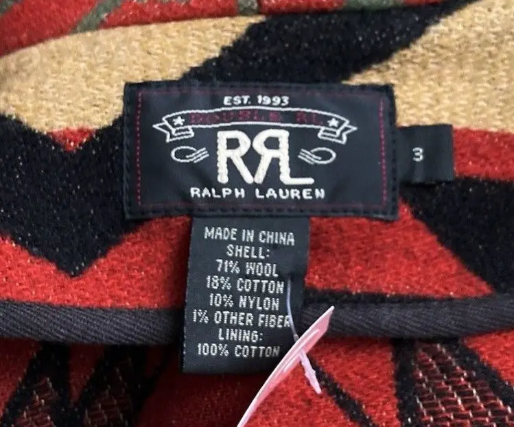 Ralph Ralph Lauren (RRL) Label care tag 
